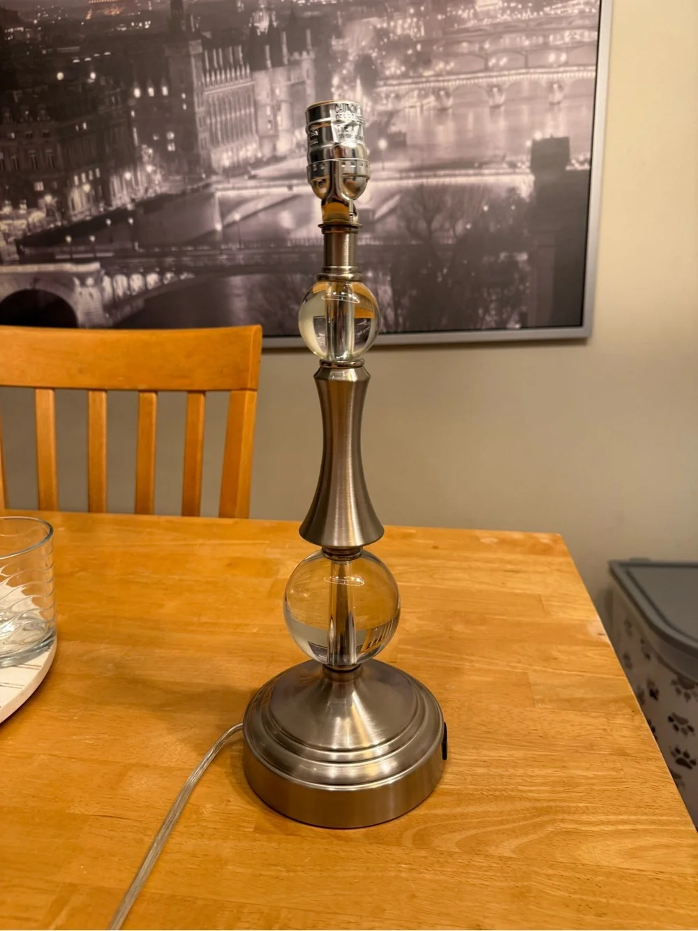 Silver crystal USB connection charger lamp